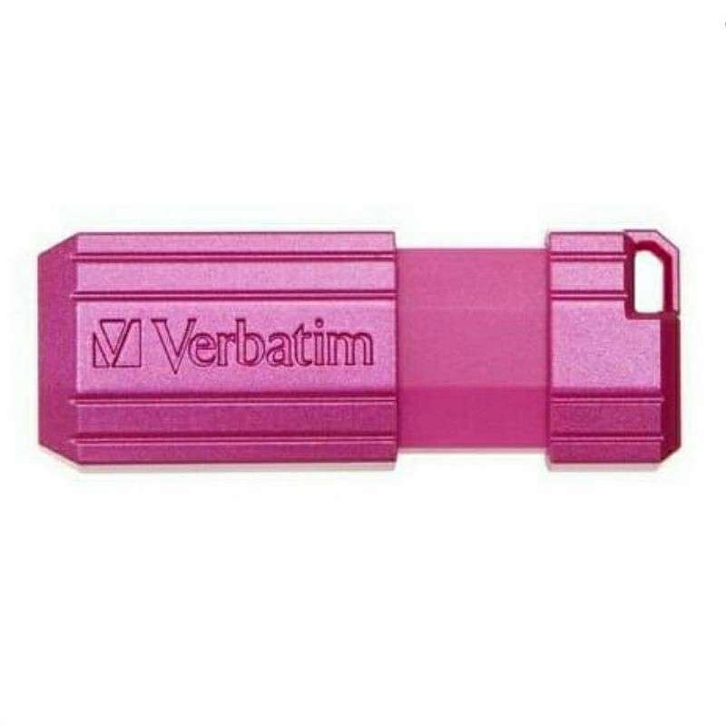 Flashdisk Verbatim Store n Go PinStripe 16GB USB 2.0 Drive Hot Pink