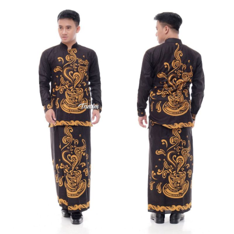 SETELAN BAJU KOKO SARUNG|SARUNG BATIK | KEMEJA KOKO SARUNG PRIA| SARUNG KOKO GUNUNGAN Batik Solikha