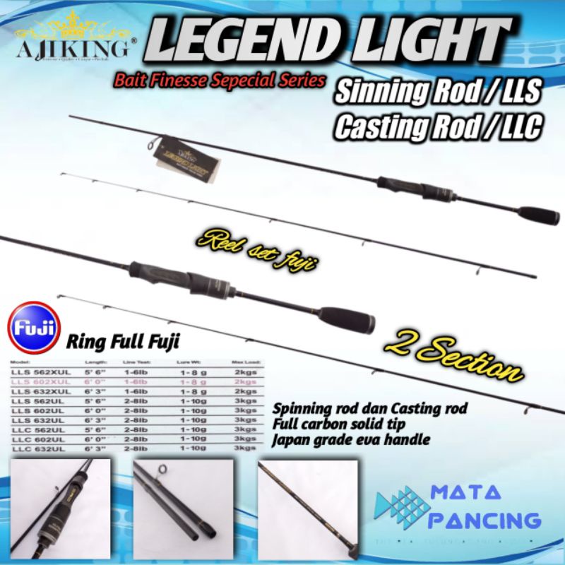 Joran UL ajiking legend light 602 632 ultra light spesifikasi seperti ultra light casting daido emperor dan relix nusantara capung ataupun relix capung dan relix cangkek