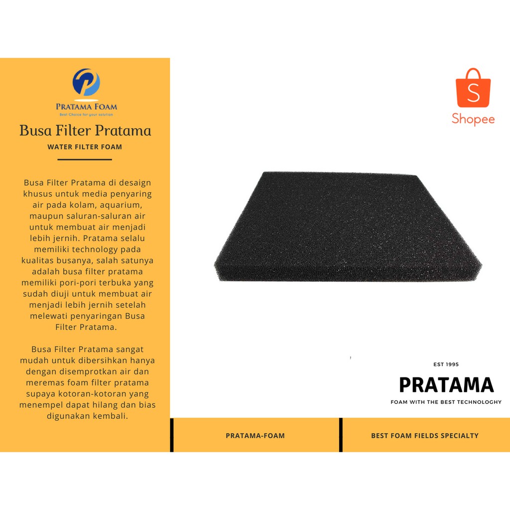 BUSA BIO FILTER FOAM - BUSA FILTER - KAPAS AQUARIUM KOLAM IKAN 200 x 100 x 2 cm PRATAMA