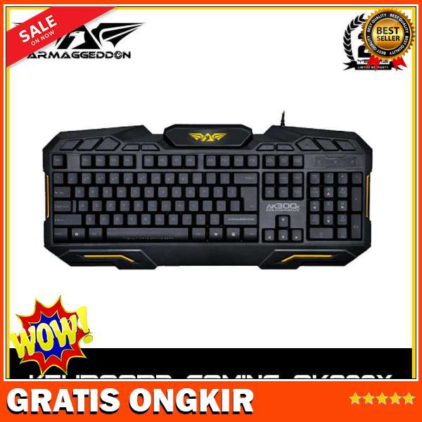 Armaggeddon AK-300 Full Size Gaming Keyboard Multimedia 124 Tombol Kabel USB Hitam