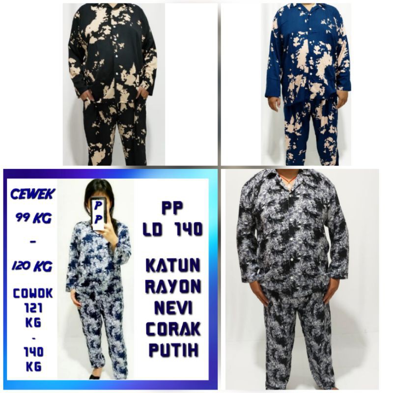 BAJU TIDUR TIE DYE WANITA PIYAMA RAYON JUMBO LD 140 SET CELANA PANJANG PREMIUM TERBARU