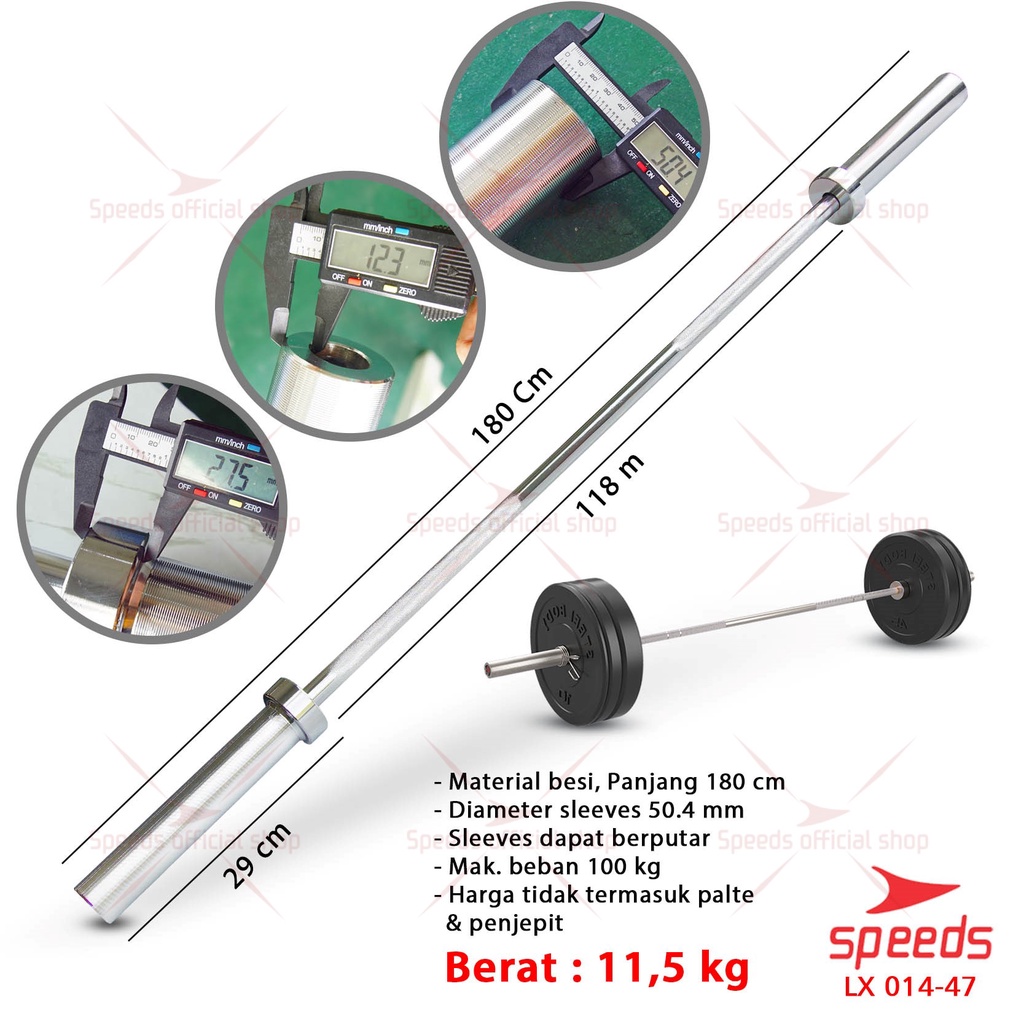 SPEEDS Stick Barbel 180cm Stick Dumbell Bar Straight Olympic Fitness Gym Tongkat Barbel 014-47