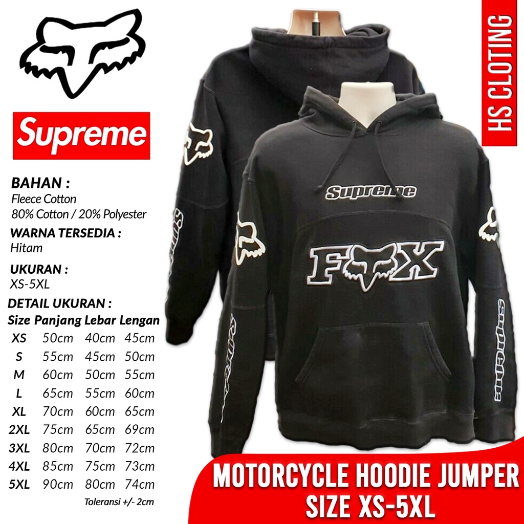 Jaket Motor Distro XS-5XL  FOX PRO x SUPREME Racing MX Motocross Hoodie Jumper Bahan Katun Fleece Hi