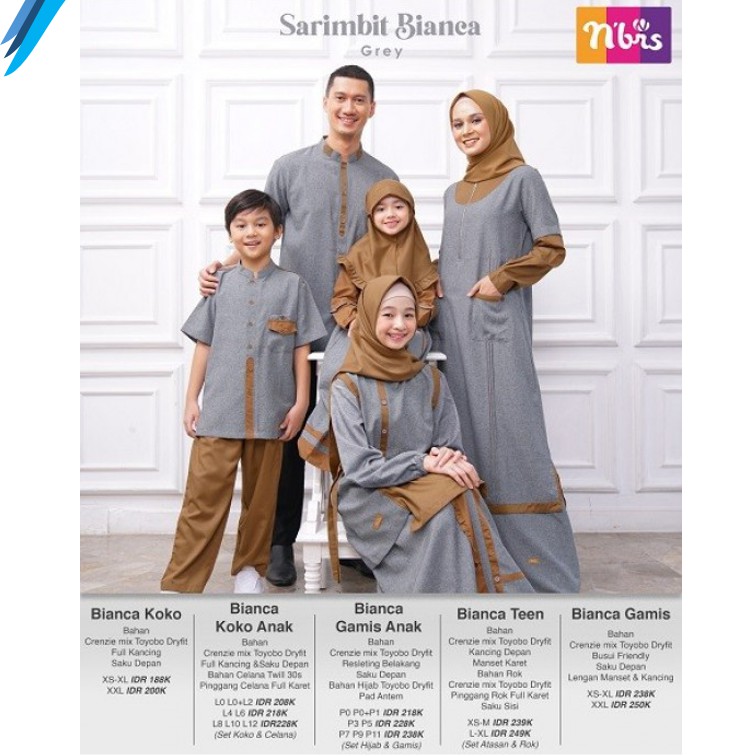 Nibras SARIMBIT Terbaru 2021, Bianca GREY, Gamis Sarimbit Keluarga, Seragam Lebaran 2021