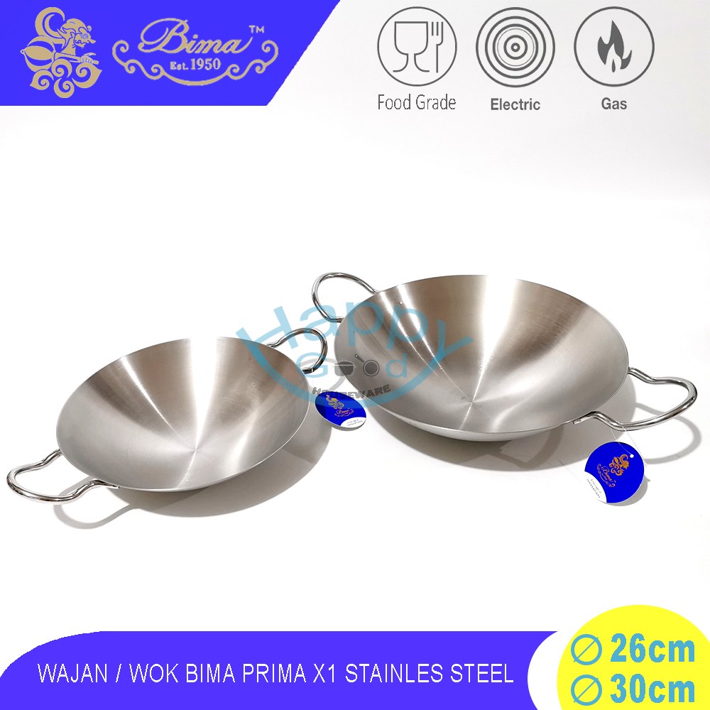 BIMA PRIMA X1 / ELEMENT 26-30CM WAJAN/WAJAN PENGGORENGAN STAINLESS STEEL SUS304