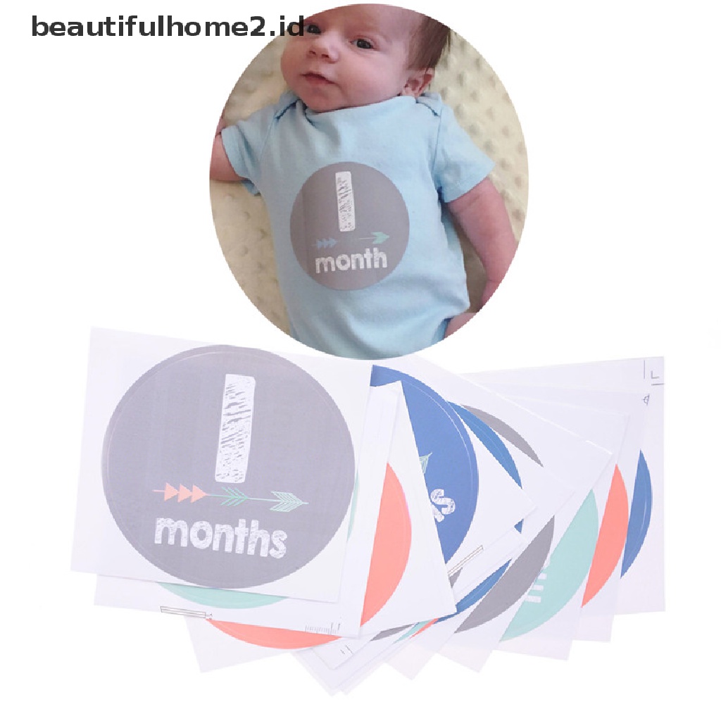 (Beautifulhome2) Buku Literatur Bahasa MandarinId 12pcs / Set Stiker Foto Bayi 1-12 Bulan Diy