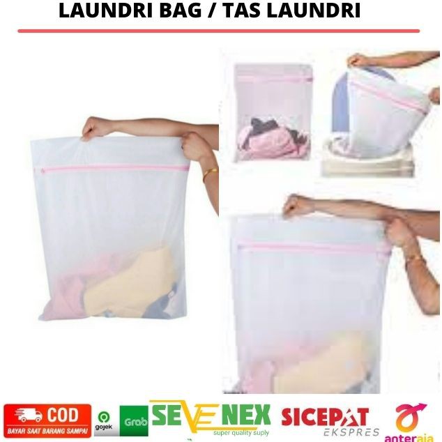 Laundry bag Tas Laundri Plastik Riped Putih Bening