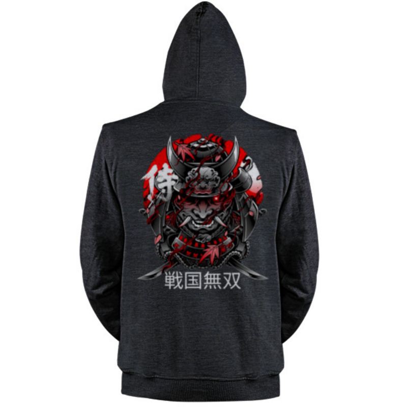 Jaket HoodieSamurai warrior Red-Manggo/jaket Hoodie Japan/jaket Hoodie indo