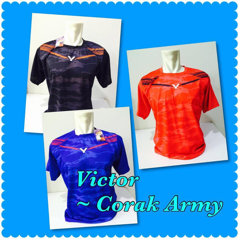 Kaos badminton baju bulutangkis Victor corak army R03