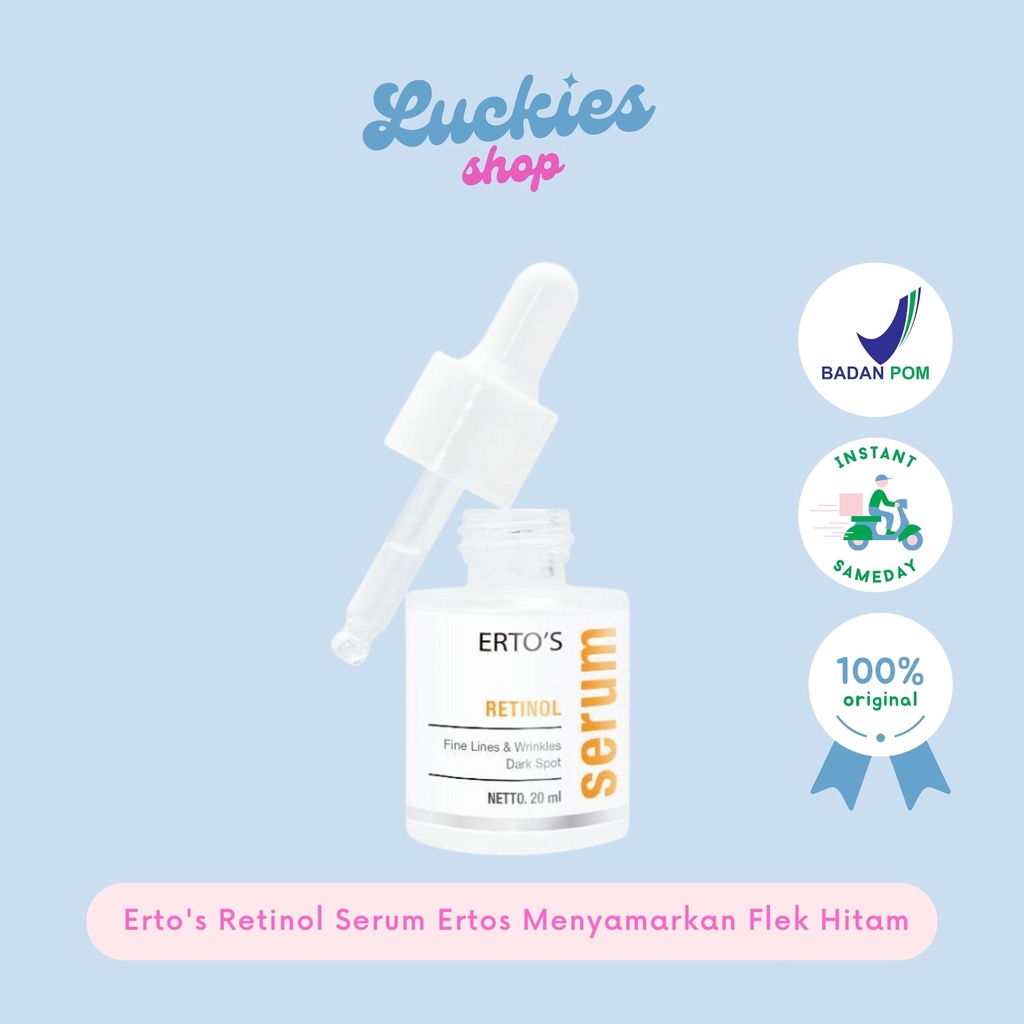 BPOM Erto's Retinol Serum Ertos Menyamarkan Flek Hitam Meratakan Warna Kulit Wajah