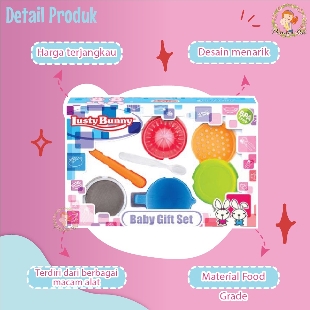 Perlengkapan Alat Makan Lusty Bunny Food Maker Set Hampers Hadiah Kado Bayi New Born By Mallpompaasi