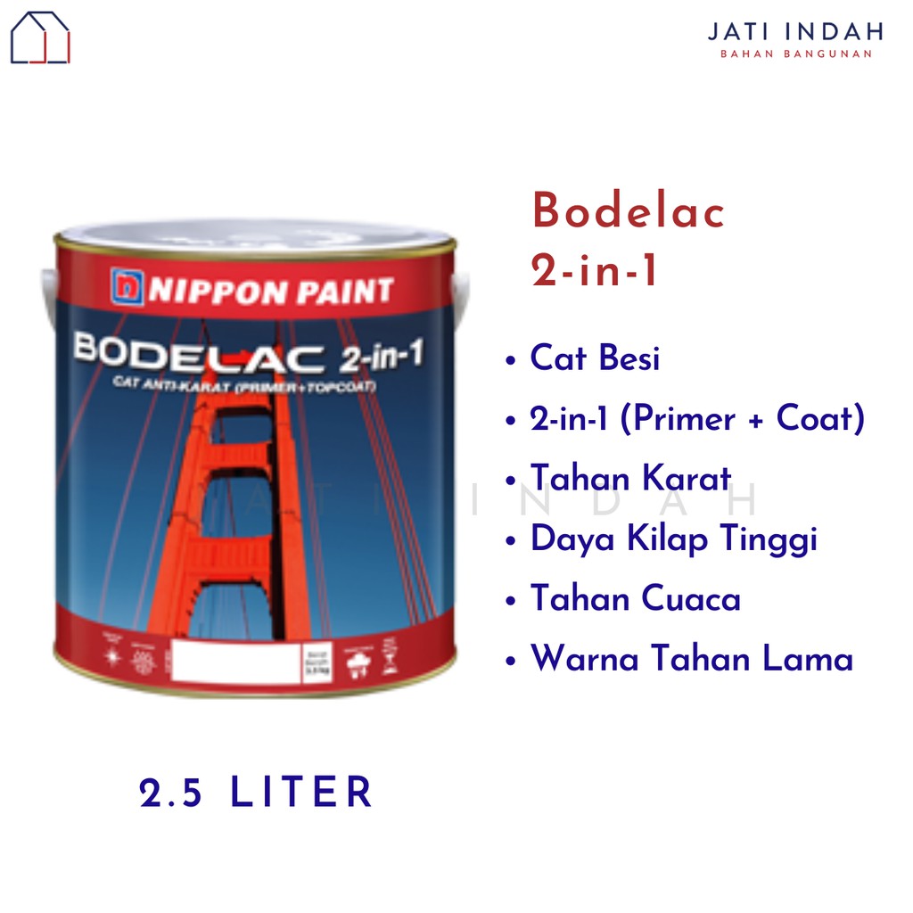 Nippon Paint Bodelac 2 In 1 Galon 2 5 Liter Cat Besi Baja Anti Karat Shopee Indonesia