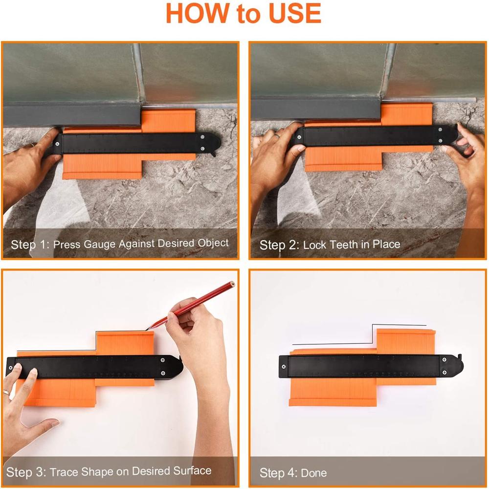 Lanfy Contour Gauge Irregular Profile Adjustable Pengukur Bentuk Melebar Dengan Kunci Copy Tool Alat Ukur