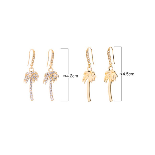 LRC Anting Gantung Fashion Gemstone Gold Diamond-studded Coconut Earrings F94100