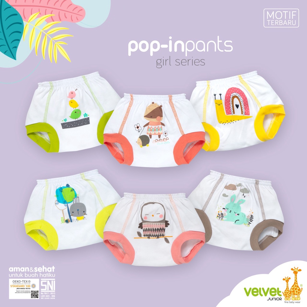 [Size SML] Velvet Junior Celana Pop Monoprint Mix 3pcs