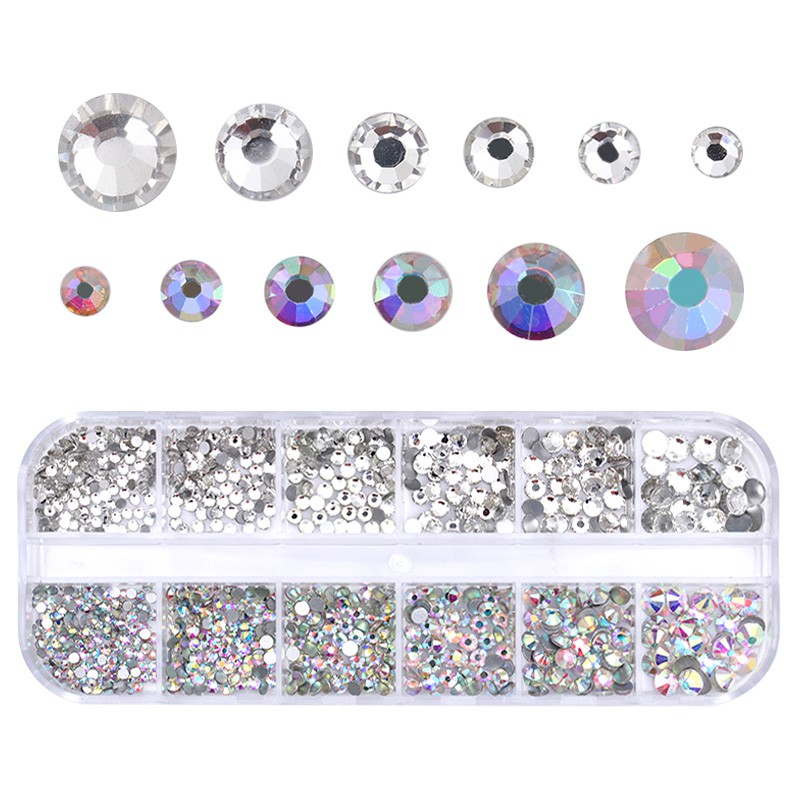 1 Kotak Berlian Imitasi 3D Multi Ukuran Untuk Dekorasi Nail Art
