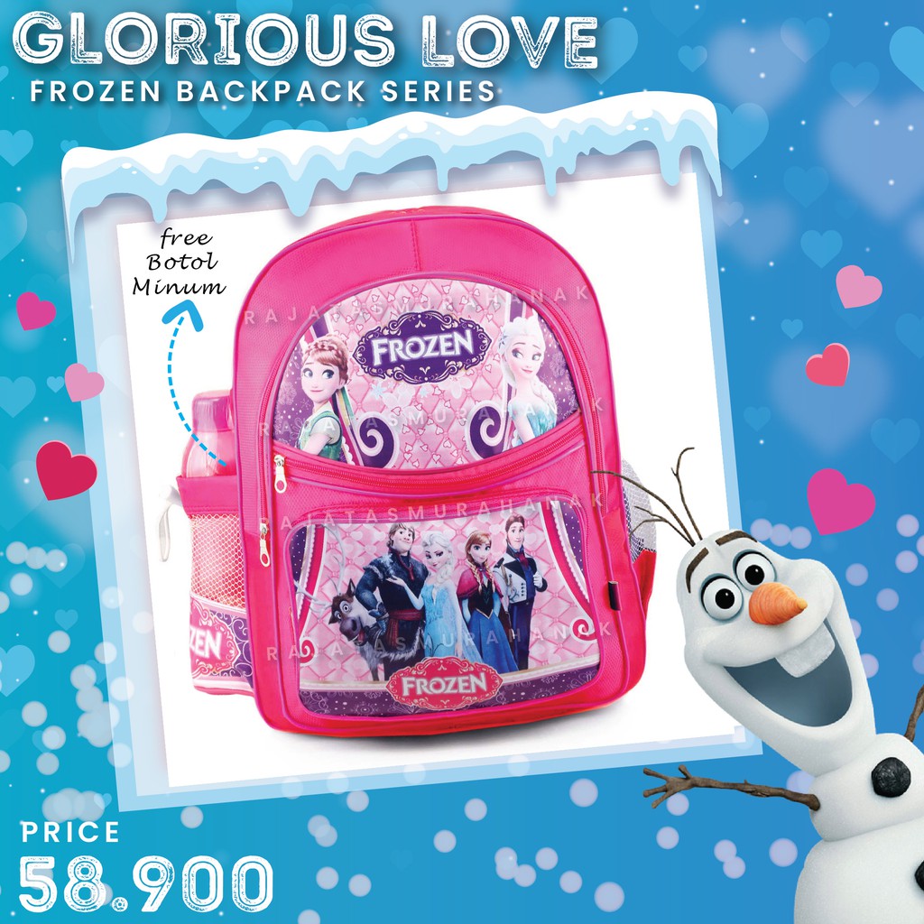 Tas Ransel Anak Perempuan Karakter - Frozen Anna Elsa - GLORIOUS + BOTOL - School Bag Tas Sekolah