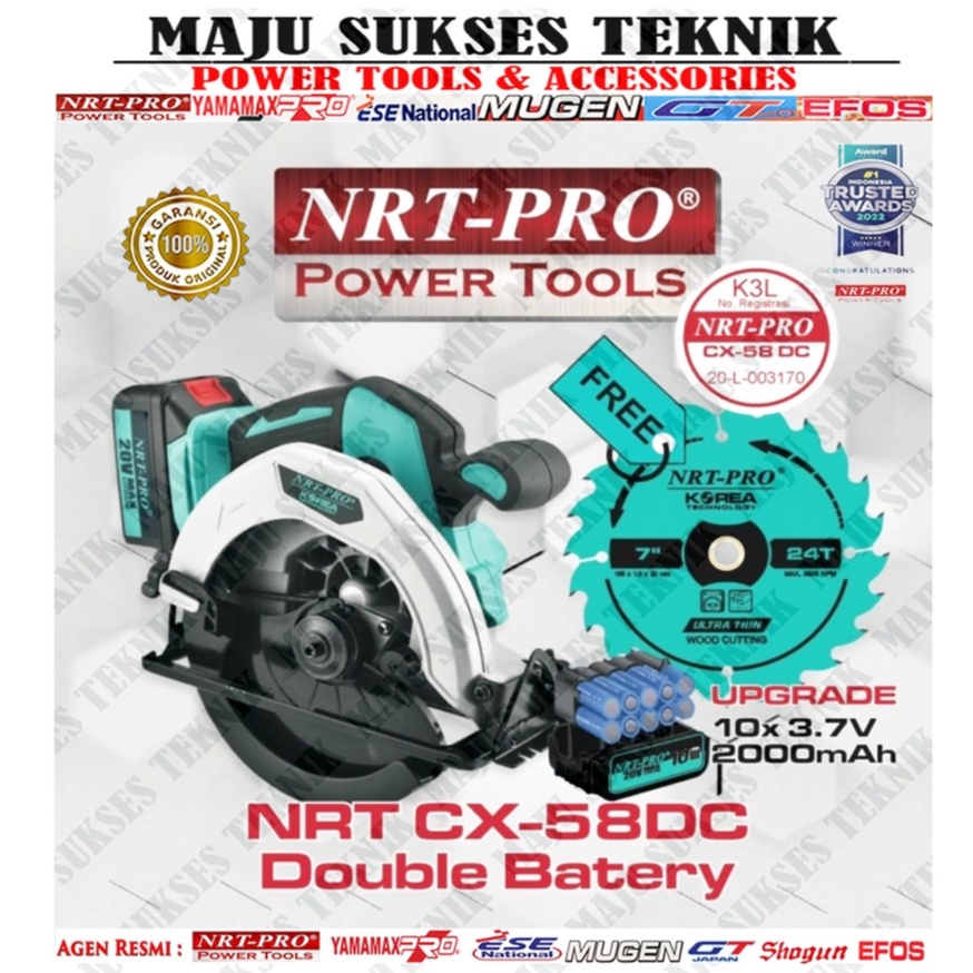 Jual Nrt Pro Cx Dc Cordless Circular Saw Inch Brushless Baterai V