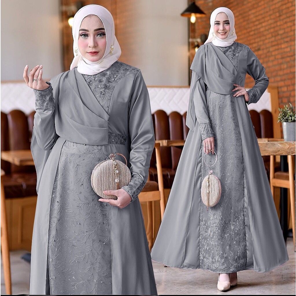 Saffira Gamis Terbaru Pesta Brukat Tile Maxi Dress Pesta Seragam Kondangan Muslim Wanita Jumbo Remaja Dewasa Premium