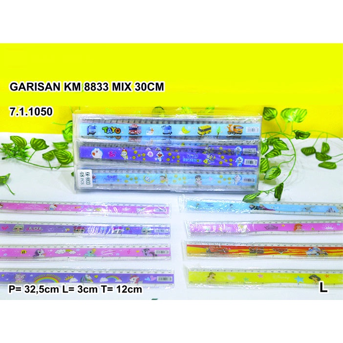 

Penggaris plastik karakter anak unik dan lucu KM 8833 30 cm