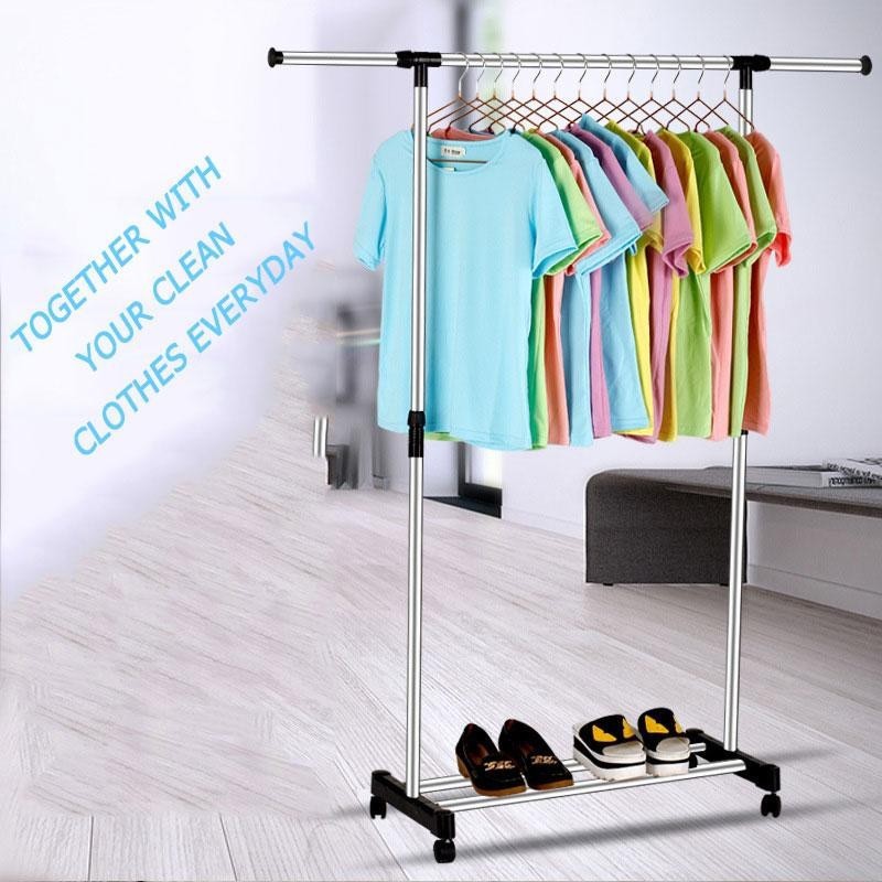 STAND HANGER SINGLE / RAK GANTUNGAN / JEMURAN BAJU PAKAIAN SINGLE RODA 4