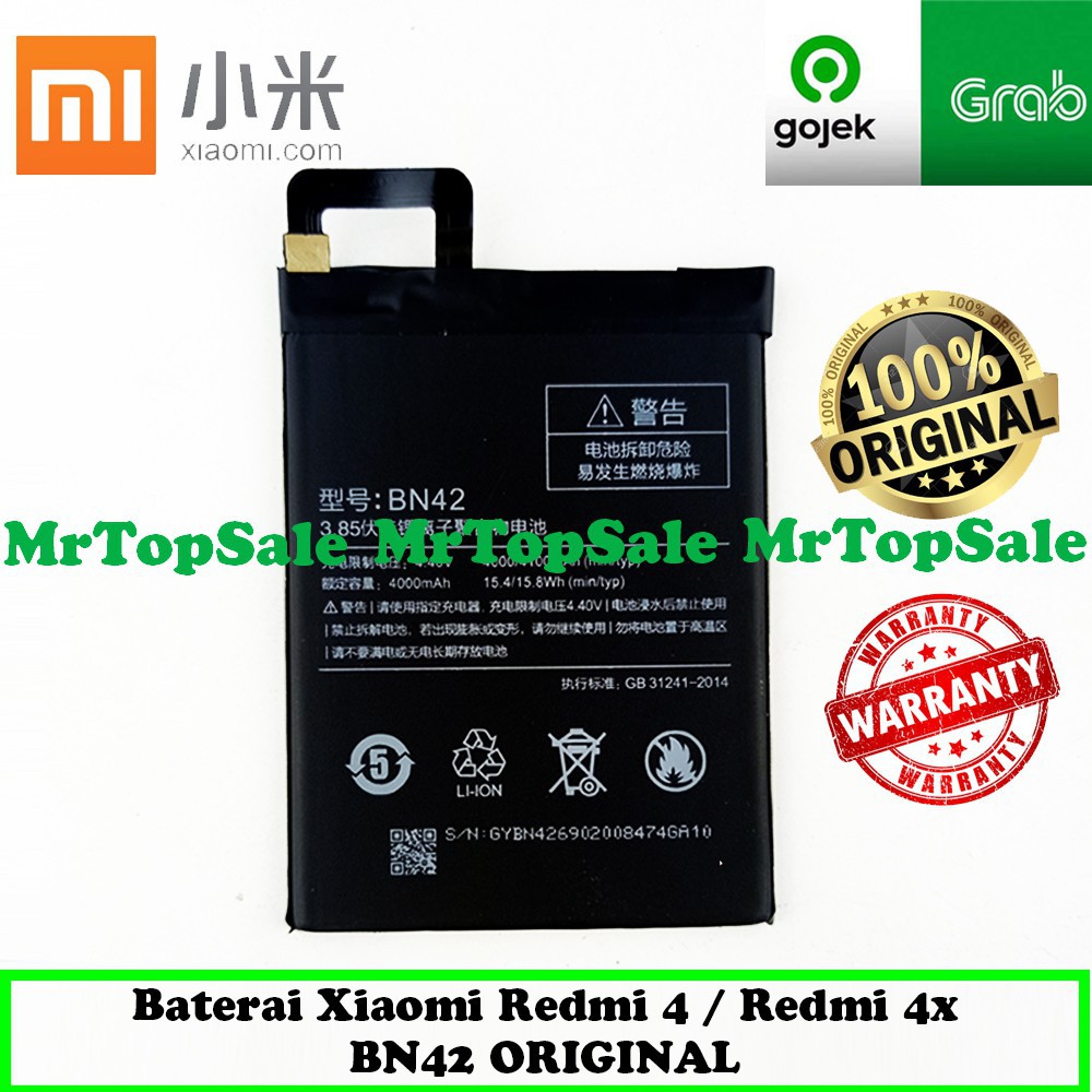 Baterai Handphone Xiaomi Redmi 4 BN 42 / BN42 / BN-42 ORIGINAL Batre Battery Batrai HP