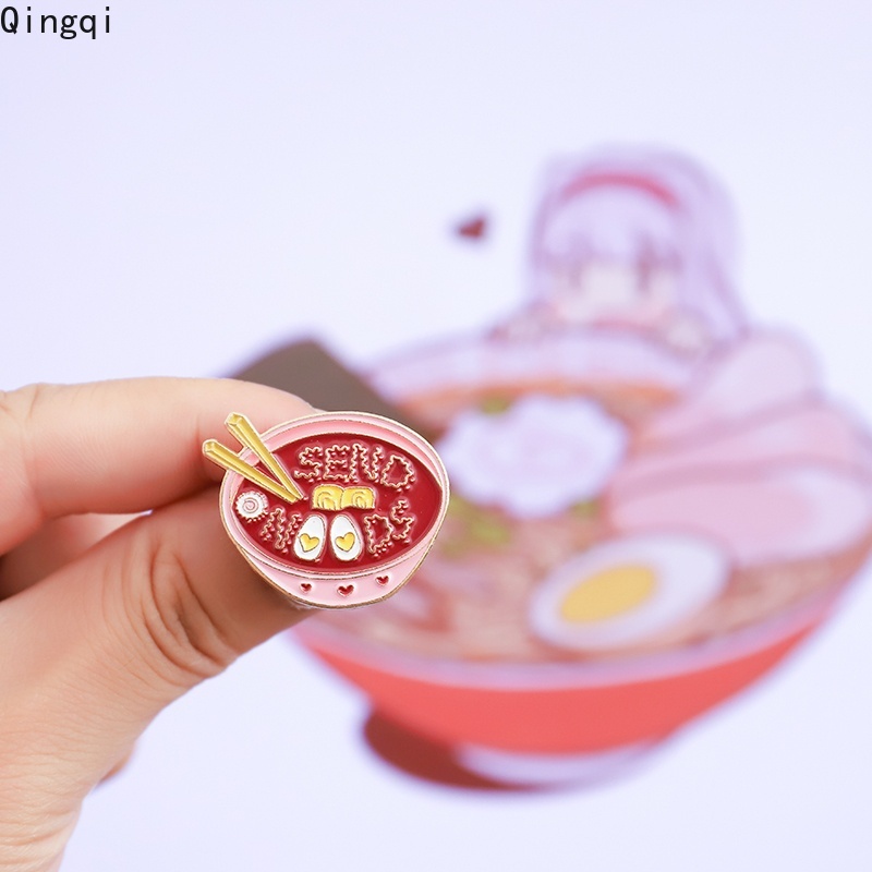 Bros Pin Enamel Desain Kartun Makanan Mie Warna Pink Untuk Aksesoris Tas