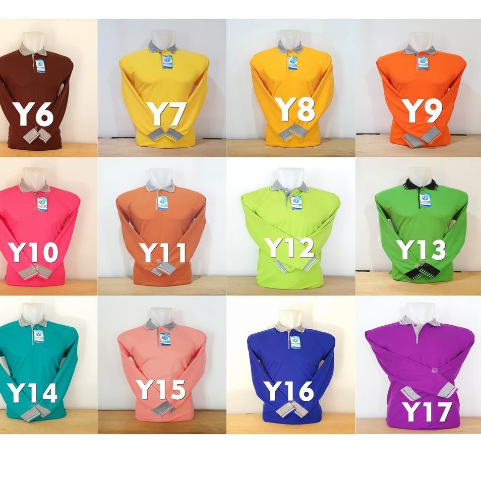 MEN SALE Kaos Polo Panjang Unisex Biru Laut List Putih / Kaos Kerah / Poloshirt / Polo Shirt Panjang