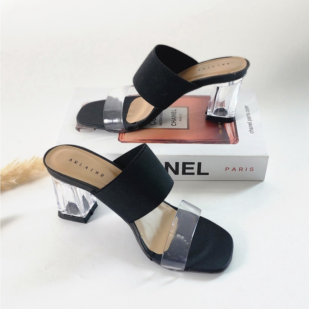 Arlaine - Giani Sandal Heels Wanita/ Heels Kaca / Heels 7cm / Heels Karet Jelly Wanita