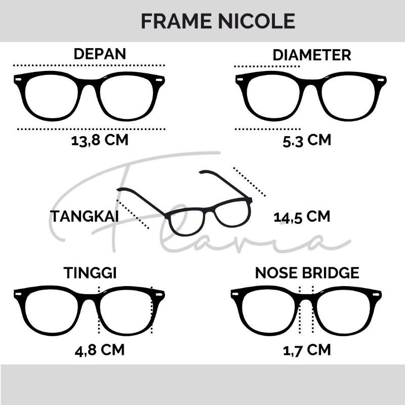 Flavia Eyewear - Kacamata Nicole Square Plastic (custom minus, photochromic, blueray, bluechromic dan photobrown)