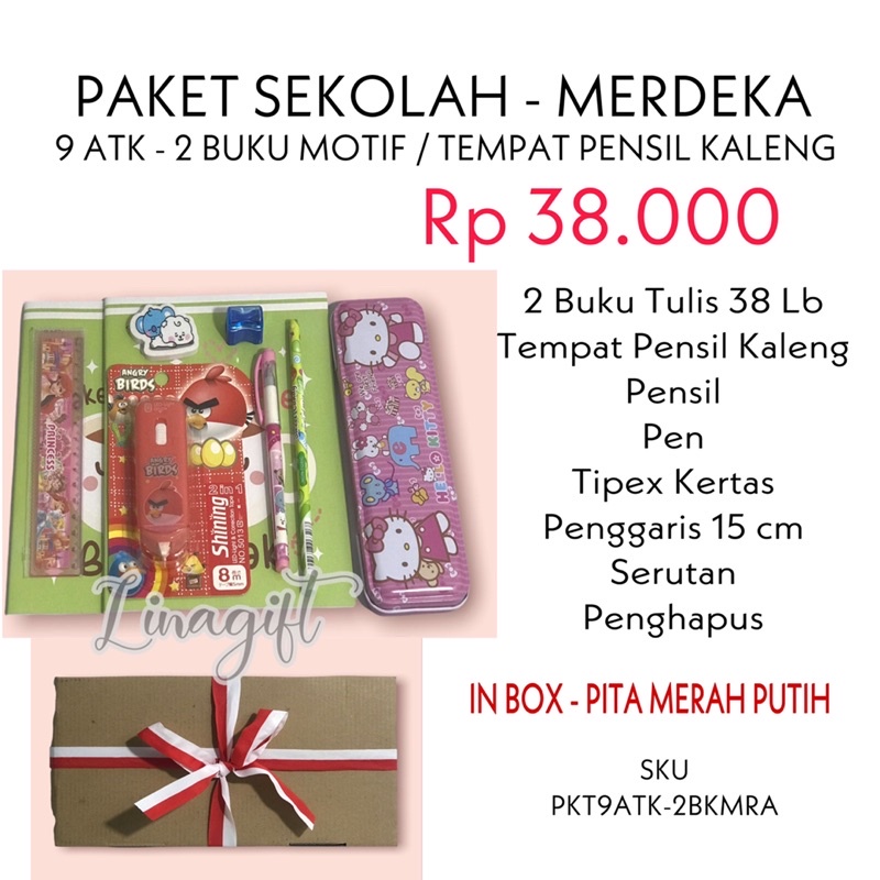 ( Set Sekolah Merdeka ) HADIAH LOMBA 17 AGUSTUS  DIRGAHAYU HUT RI / ALAT TULIS SEKOLAH LENGKAP