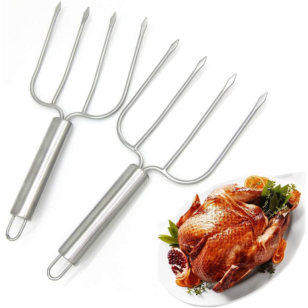 [Elegan] Turki Garpu BBQ Unggas Panggangan Stainless Steel Garpu Ukir Ayam