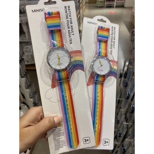 Miniso coloradio nylon strap watchjam tangan pelangi jam tangan anak jam tangan korea jam tangan min