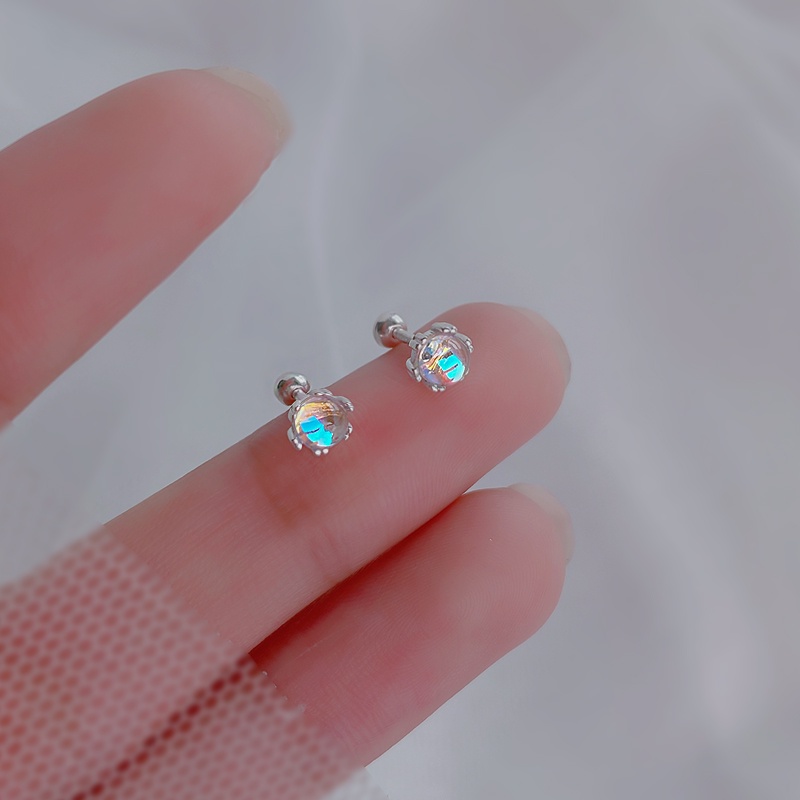 Anting Kait Gantung Bahan Sterling Silver 925 Hias Moonstone Gaya Simple Untuk Wanita