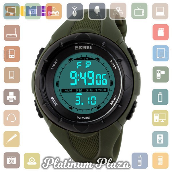 SKMEI Children Sport LED Watch Water Resistant 50m - DG1074 - Army Green`62OYYQ-