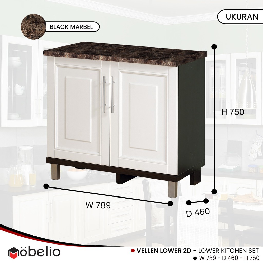 MOBELIO - VELLEN Kitchen Set Atas Bawah 2 dan 3 Pintu  Dark Scandinavian Elegan Minimalis