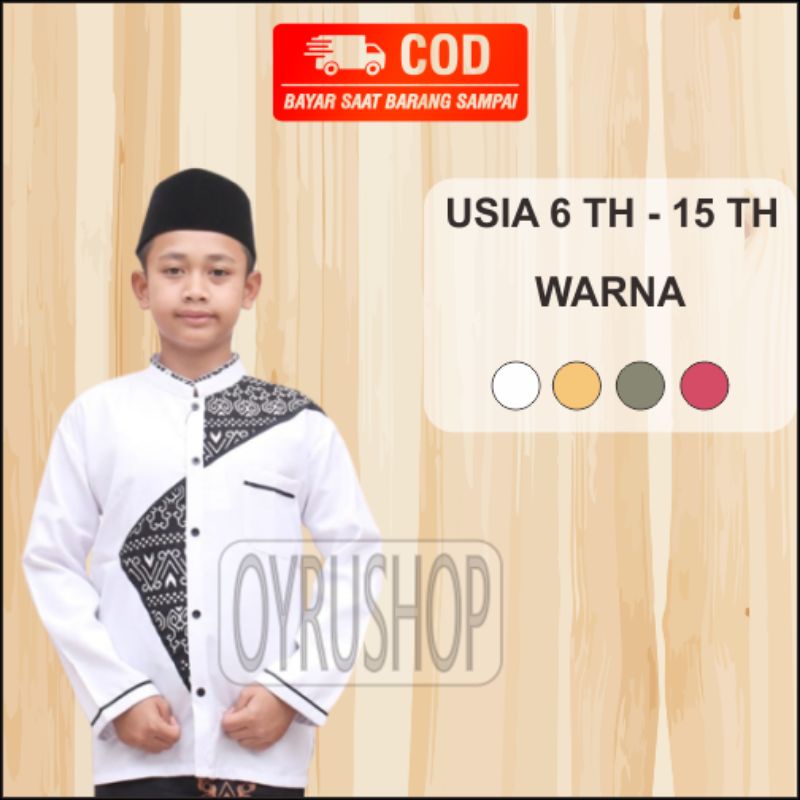 BAJU KOKO ANAK REMAJA KOMBINASI BATIK BAHAN KATUN TOYOBO