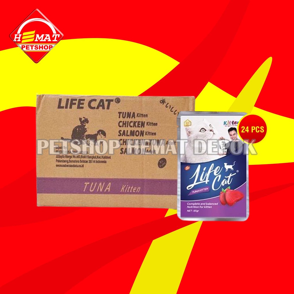 Makanan Basah Kucing Life Cat Sachet Pouch Grosir Dus isi 24 PCS 85 GR