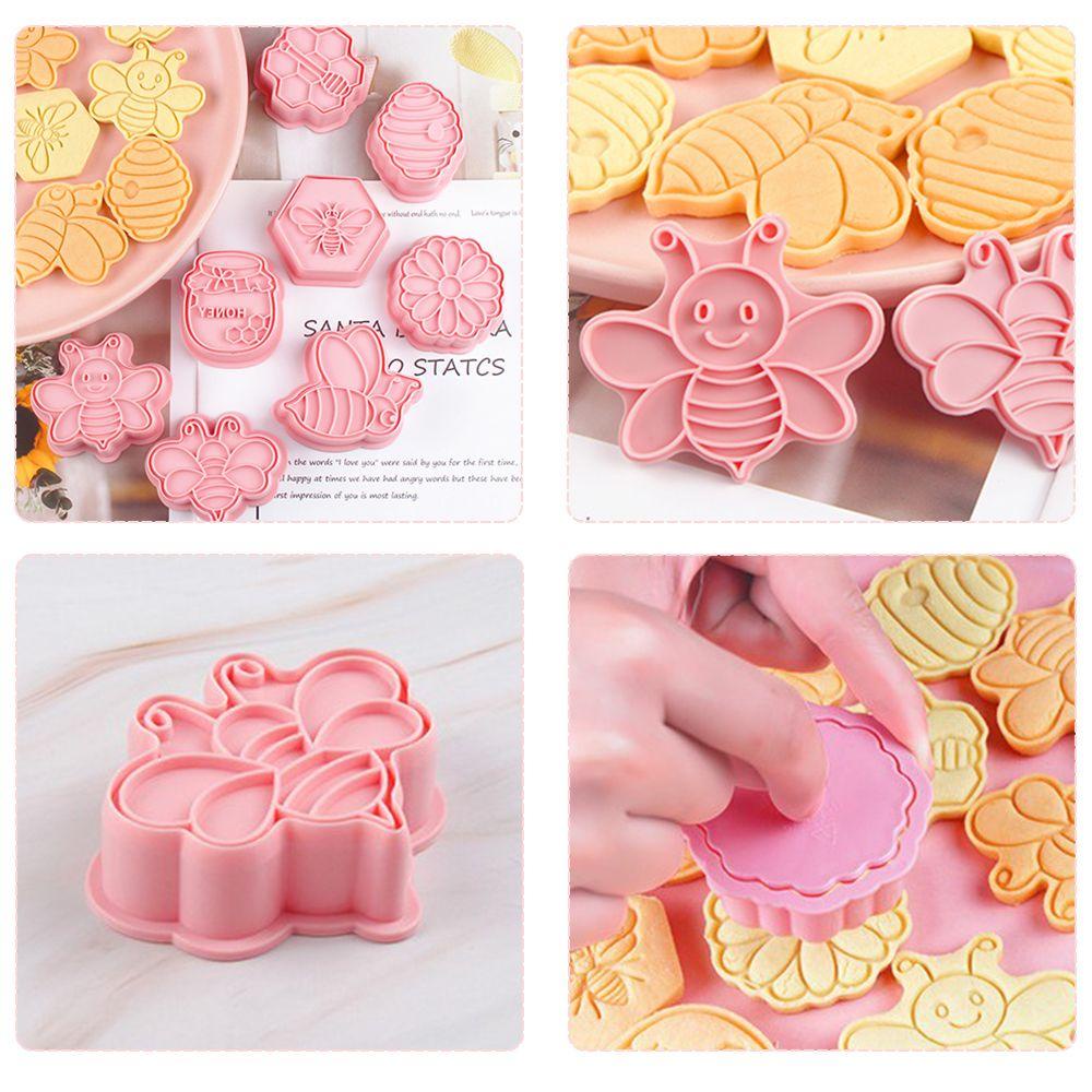 SOLIGHTER 8pcs/set Home Decoration Biscuit Mold 3D Cake Baking Tools Cookie Cutter Honey DIY Kitchen Supplies Cartoon Press Bee Theme