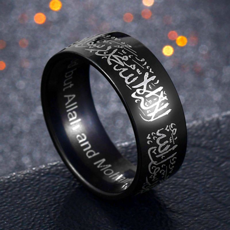 Cincin titanium hitam lafadz tauhid religius