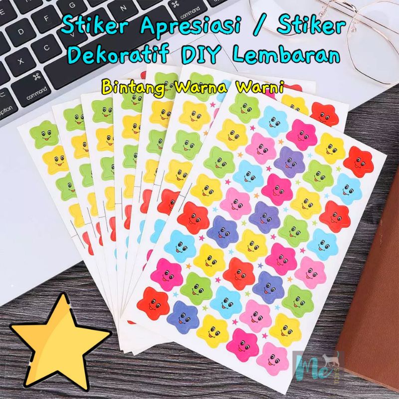 

Stiker Apresiasi / Stiker Dekoratif DIY Lembaran - Bintang Warna Warni