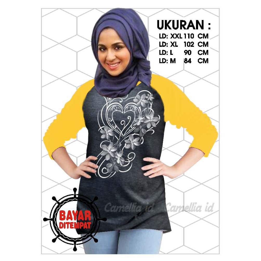 Kaos Raglan (B.LOVE)/Kaos Wanita Lengan 3/4/ Kaos Wanita/ Kaos Cewek/ Kaos Oblong/Misty