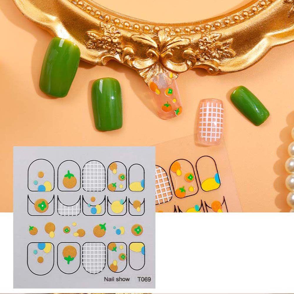 MXBEAUTY Kartun Stiker Kuku Wanita Bunga Strawberry Self Adhesive Fruits Dekorasi Nail Art