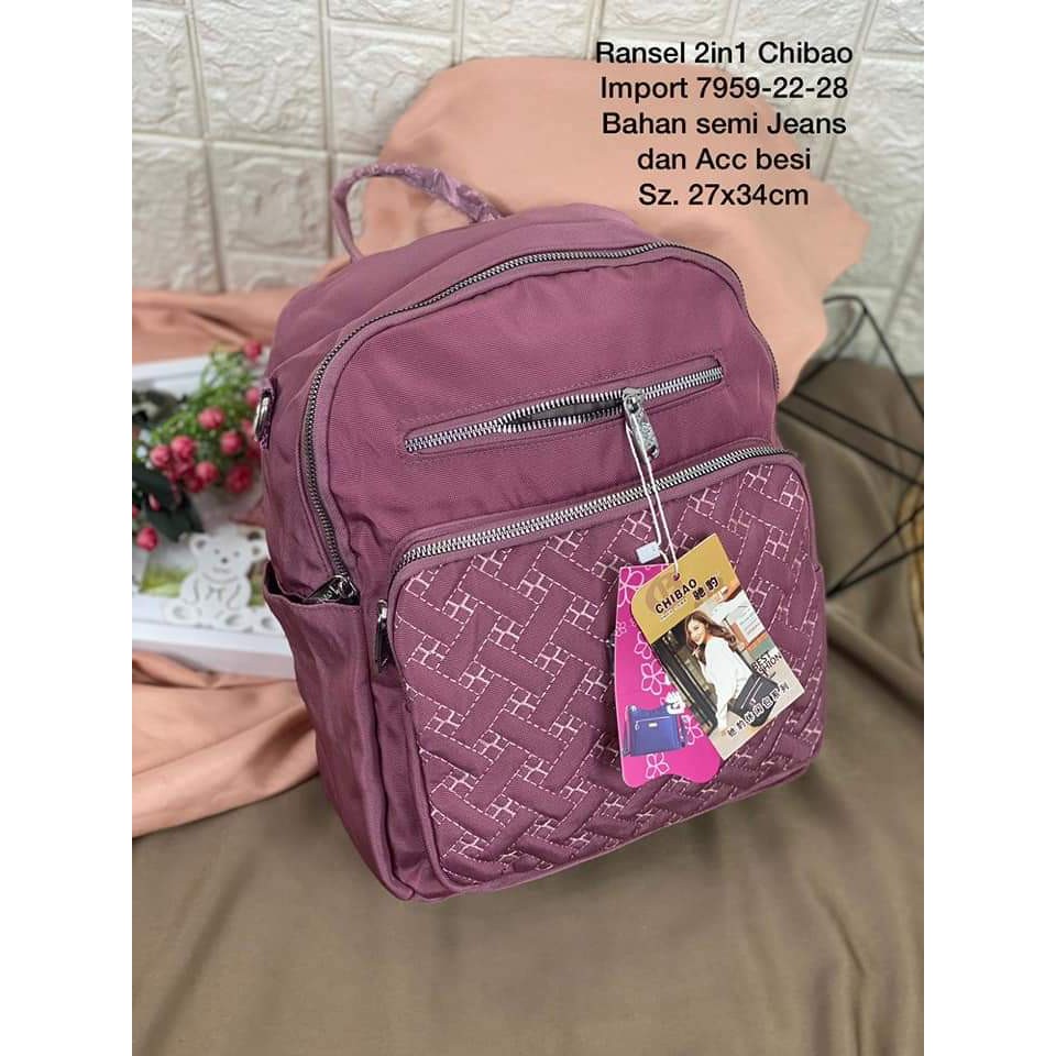 Tas Ransel Wanita Multifungsi Tas Chibao 7959-22 Bahan kanvas size 27x34 cm. Tas Ransel Chibao Tas Chibao Import Chibao Best Seller.!!