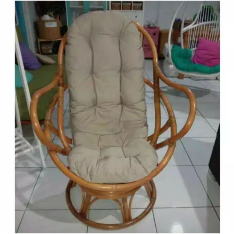kursi goyang rotan + bantalan