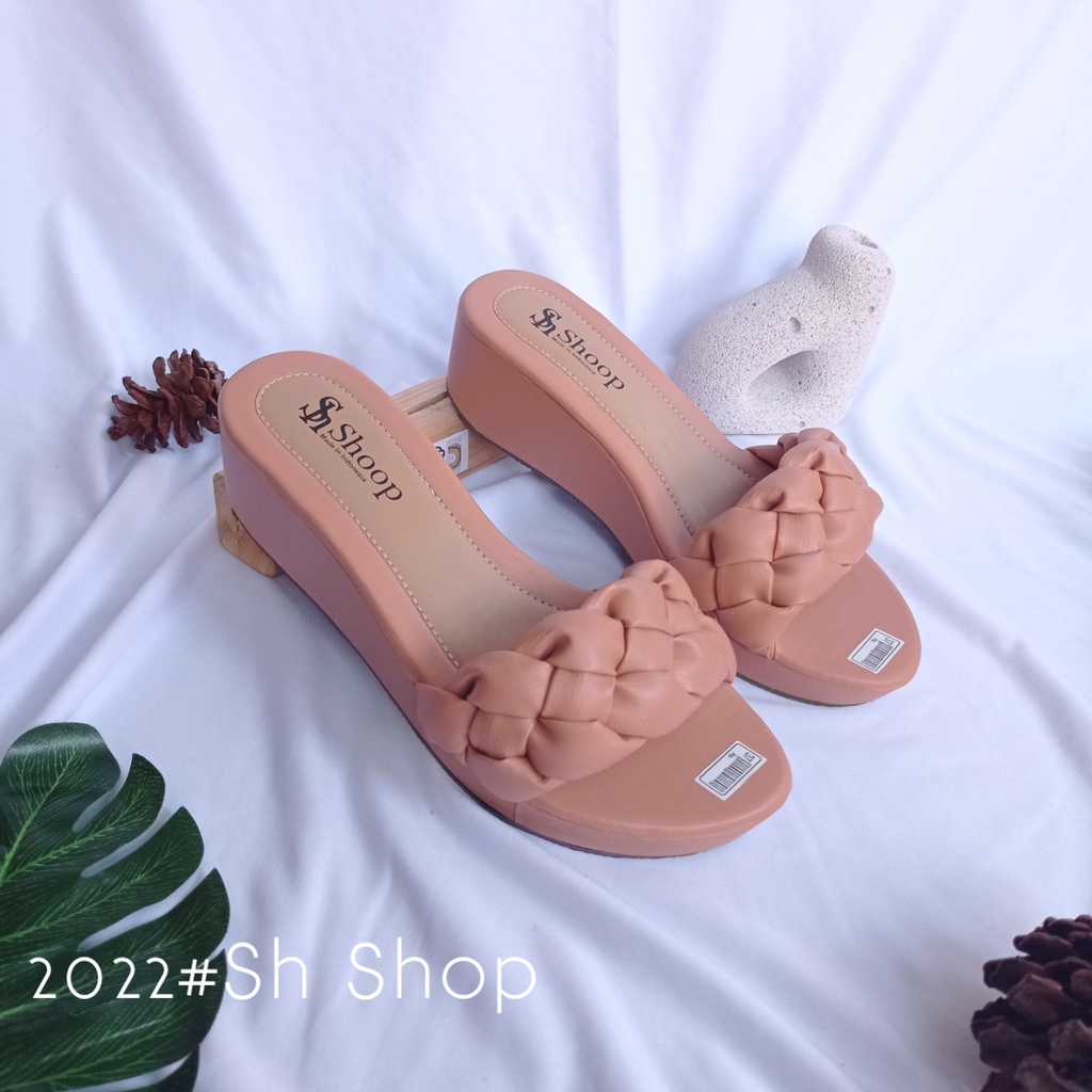 Sandal Wedges Wanita Terbaru Sendal Wanita Kepang Ad07