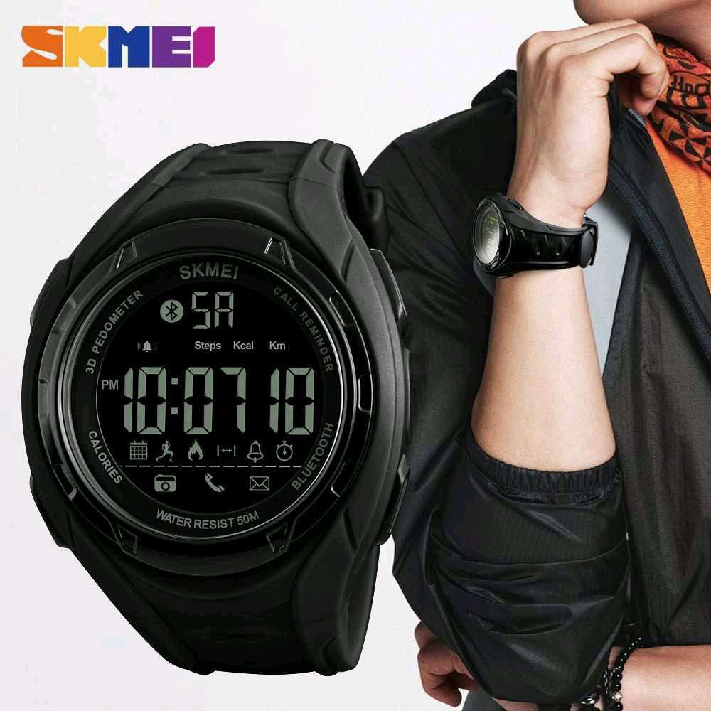 Skmei Jam Tangan Sporty Smartwatch Bluetooth - 1316 Hitam Baru