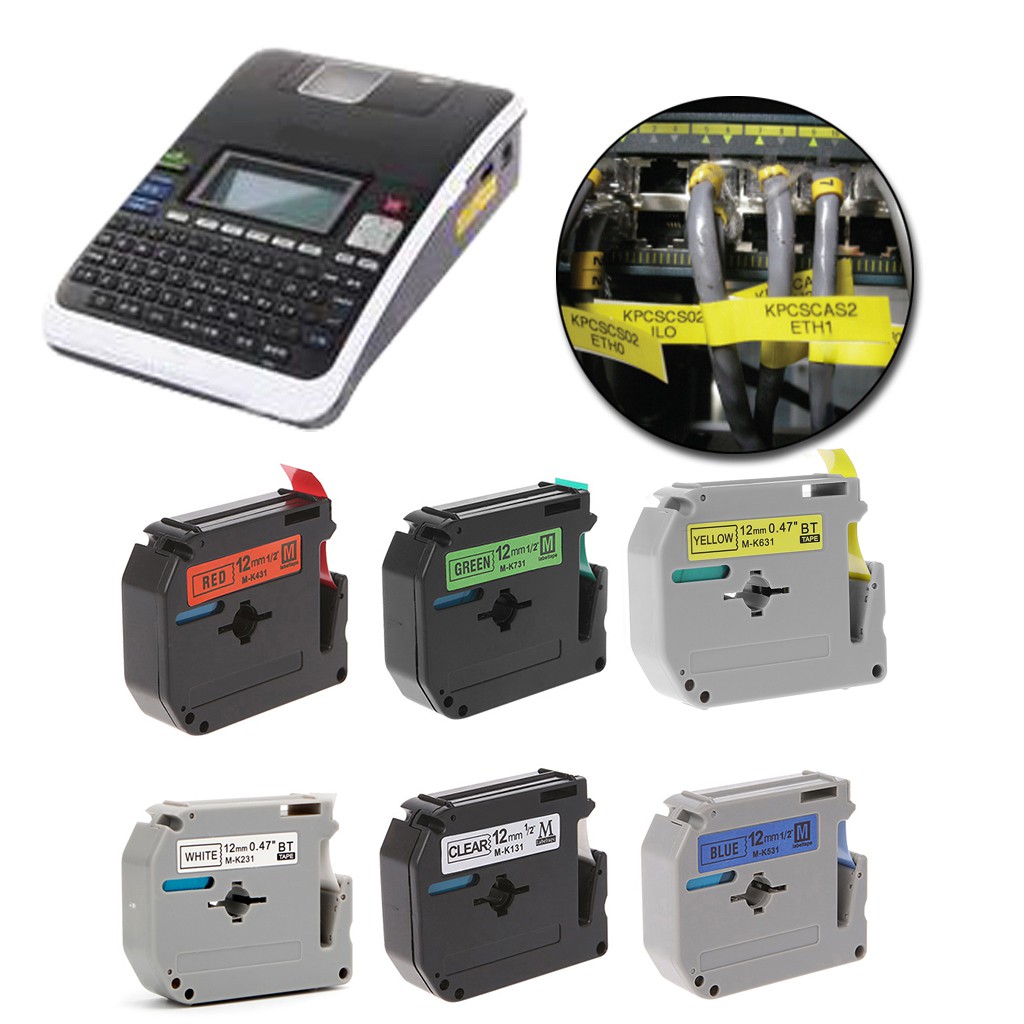 Label Tape Printer 12mm Lebar MK Series untuk Brother P-Touch Label Maker