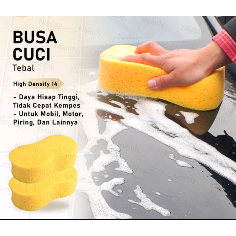 Sponge Busa Cuci Mobil Motor Piring Kuning 8 Busa Foam Wash Tebal Spon Multifungsi Serbaguna Universal